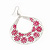 Large Teardrop Pink Enamel Floral Hoop Earrings In Silver Finish - 8cm Length - view 3