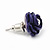 Small Deep Purple Enamel Diamante 'Rose' Stud Earrings In Silver Finish - 10mm Diameter - view 4