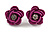 Small Deep Pink Enamel Diamante 'Rose' Stud Earrings In Silver Finish - 10mm Diameter - view 2