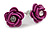Small Deep Pink Enamel Diamante 'Rose' Stud Earrings In Silver Finish - 10mm Diameter