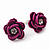 Small Deep Pink Enamel Diamante 'Rose' Stud Earrings In Silver Finish - 10mm Diameter - view 6