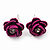 Small Deep Pink Enamel Diamante 'Rose' Stud Earrings In Silver Finish - 10mm Diameter - view 3