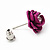Small Deep Pink Enamel Diamante 'Rose' Stud Earrings In Silver Finish - 10mm Diameter - view 4