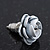 Small White Enamel Diamante 'Rose' Stud Earrings In Silver Finish - 10mm Diameter - view 2