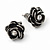 Small Dark Grey Crystal 'Rose' Stud Earrings - 10mm Diameter - view 3