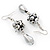 Metallic Silver Glass Beaded Drop Earrings In Silver Plating - 5.5cm Length - view 2