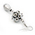 Metallic Silver Glass Beaded Drop Earrings In Silver Plating - 5.5cm Length - view 3