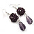 Purple Glass Beaded Drop Earrings In Silver Plating - 5.5cm Length - view 2