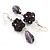 Purple Glass Beaded Drop Earrings In Silver Plating - 5.5cm Length - view 3