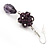 Purple Glass Beaded Drop Earrings In Silver Plating - 5.5cm Length - view 5