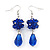 Royal Blue Glass Beaded Drop Earrings In Silver Plating - 5.5cm Length