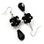 Jet Black Glass Beaded Drop Earrings In Silver Plating - 5.5cm Length - view 3