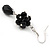 Jet Black Glass Beaded Drop Earrings In Silver Plating - 5.5cm Length - view 5