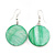 Light Green Shell 'Coin' Drop Earrings In Silver Finish - 4cm Length