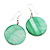 Light Green Shell 'Coin' Drop Earrings In Silver Finish - 4cm Length - view 2
