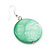 Light Green Shell 'Coin' Drop Earrings In Silver Finish - 4cm Length - view 3