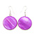 Purple Shell 'Coin' Drop Earrings In Silver Finish - 4cm Length