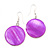 Purple Shell 'Coin' Drop Earrings In Silver Finish - 4cm Length - view 2