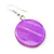 Purple Shell 'Coin' Drop Earrings In Silver Finish - 4cm Length - view 3