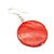 Brick Red Shell 'Coin' Drop Earrings In Silver Finish - 4cm Length - view 3