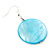 Light Blue Shell 'Coin' Drop Earrings In Silver Finish - 4cm Length - view 4