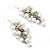 White Faux Pearl Cluster Drop Earrings In Silver Finish - 7cm Length - view 5