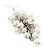 White Faux Pearl Cluster Drop Earrings In Silver Finish - 7cm Length - view 6