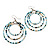 Light Blue Glass Bead Hoop Earrings In Silver Finish - 6.5cm Length