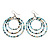 Light Blue Glass Bead Hoop Earrings In Silver Finish - 6.5cm Length - view 2