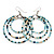 Light Blue Glass Bead Hoop Earrings In Silver Finish - 6.5cm Length - view 3