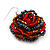 Red/Orange/Hematite Glass Bead Dimensional 'Rose' Drop Earrings In Silver Finish - 4.5cm Drop - view 2