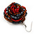 Red/Orange/Hematite Glass Bead Dimensional 'Rose' Drop Earrings In Silver Finish - 4.5cm Drop - view 3