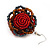 Red/Orange/Hematite Glass Bead Dimensional 'Rose' Drop Earrings In Silver Finish - 4.5cm Drop - view 5