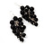 Black Bead Cluster Drop Earrings In Silver Finish - 7cm Length - view 2
