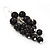 Black Bead Cluster Drop Earrings In Silver Finish - 7cm Length - view 4