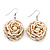 Antique White Glass Bead Dimensional 'Rose' Drop Earrings In Silver Finish - 4.5cm Drop - view 6
