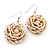 Antique White Glass Bead Dimensional 'Rose' Drop Earrings In Silver Finish - 4.5cm Drop - view 8