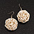 Antique White Glass Bead Dimensional 'Rose' Drop Earrings In Silver Finish - 4.5cm Drop - view 5