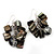 Black/Grey Shell Composite Cluster Drop Earrings In Silvertone Metal - 4cm Length - view 3
