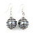 Silver Tone Grey Faux Pearl Drop Earrings - 4cm Drop