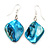 Turquoise Coloured Shell Bead Drop Earrings (Silver Tone) - 4cm Length