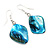 Turquoise Coloured Shell Bead Drop Earrings (Silver Tone) - 4cm Length - view 2