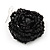 Black Glass Bead Dimensional 'Rose' Drop Earrings In Silver Finish - 4.5cm Drop - view 2