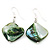 Green Shell Bead Drop Earrings (Silver Tone) - 4cm Length - view 2