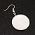 White Shell 'Coin' Drop Earrings In Silver Finish - 45mm Length - view 4