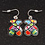 Funky Multicoloured Enamel 'Bear' Drop Earrings In Silver Tone Metal - 3.5cm Length - view 5