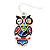 Funky Multicoloured Enamel Owl Drop Earrings In Silver Tone Metal - 4cm Length - view 4