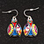 Funky Multicoloured Enamel 'Ladybug' Drop Earrings In Silver Tone Metal - 3.5cm Length - view 3