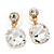 Square Clear Glass Stud Earrings In Gold Finish - 2.5cm Drop - view 2