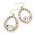 Bridal Clear Glass Open Teardrop Gold Tone Earrings - 4cm Drop - view 4